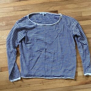 Alex Mill Navy and White Striped Cotton Linen Shirt